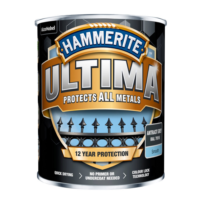 Hammerite Ultima grå metallmaling 750 ml